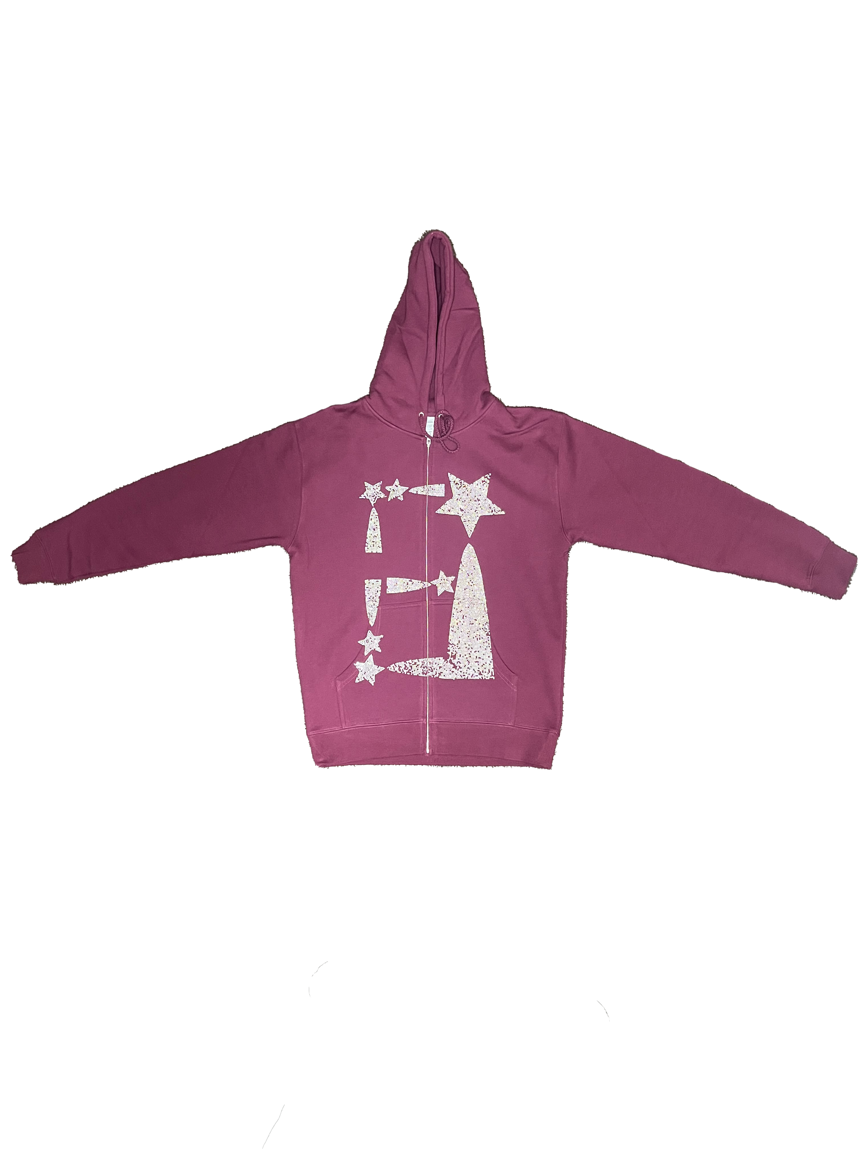 StarForeva Rhinestone Zip-Up Jacket -Maroon – Forever Gone