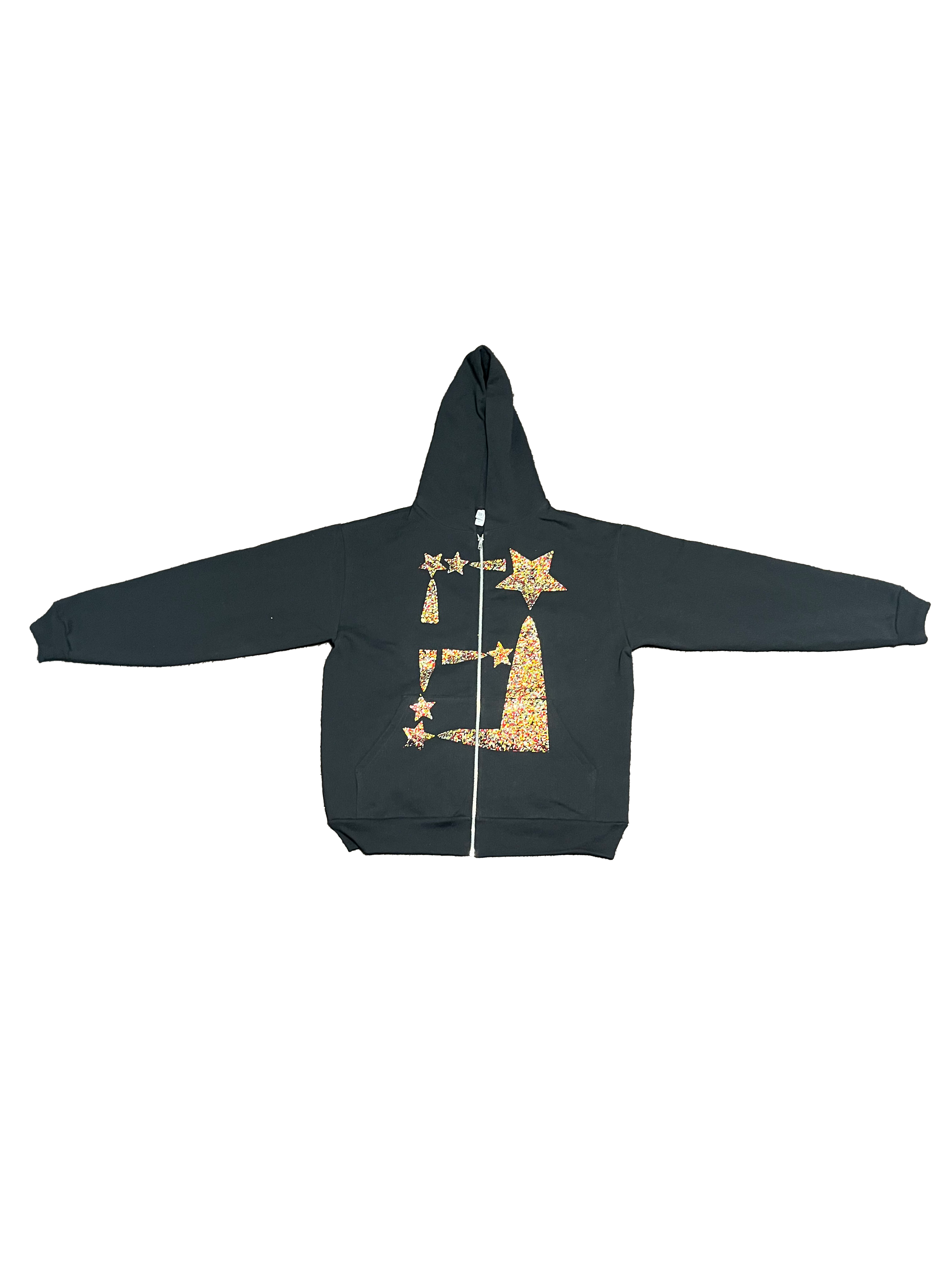 StarForeva Rhinestone Zip-Up Jacket -Multicolored Black – Forever