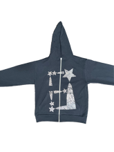 Load image into Gallery viewer, StarForeva Rhinestone Zip-Up Jacket -Navy
