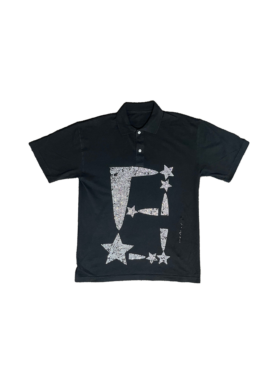 StarForeva Rhinestone Polo Shirt -Black