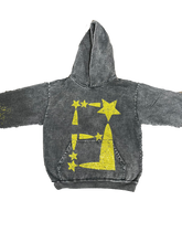 Load image into Gallery viewer, StarForeva Rhinestone Hoodie -Mineral Wash Carbon Black
