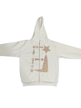 Load image into Gallery viewer, StarForeva Rhinestone Zip-Up Jacket -Multicolored White
